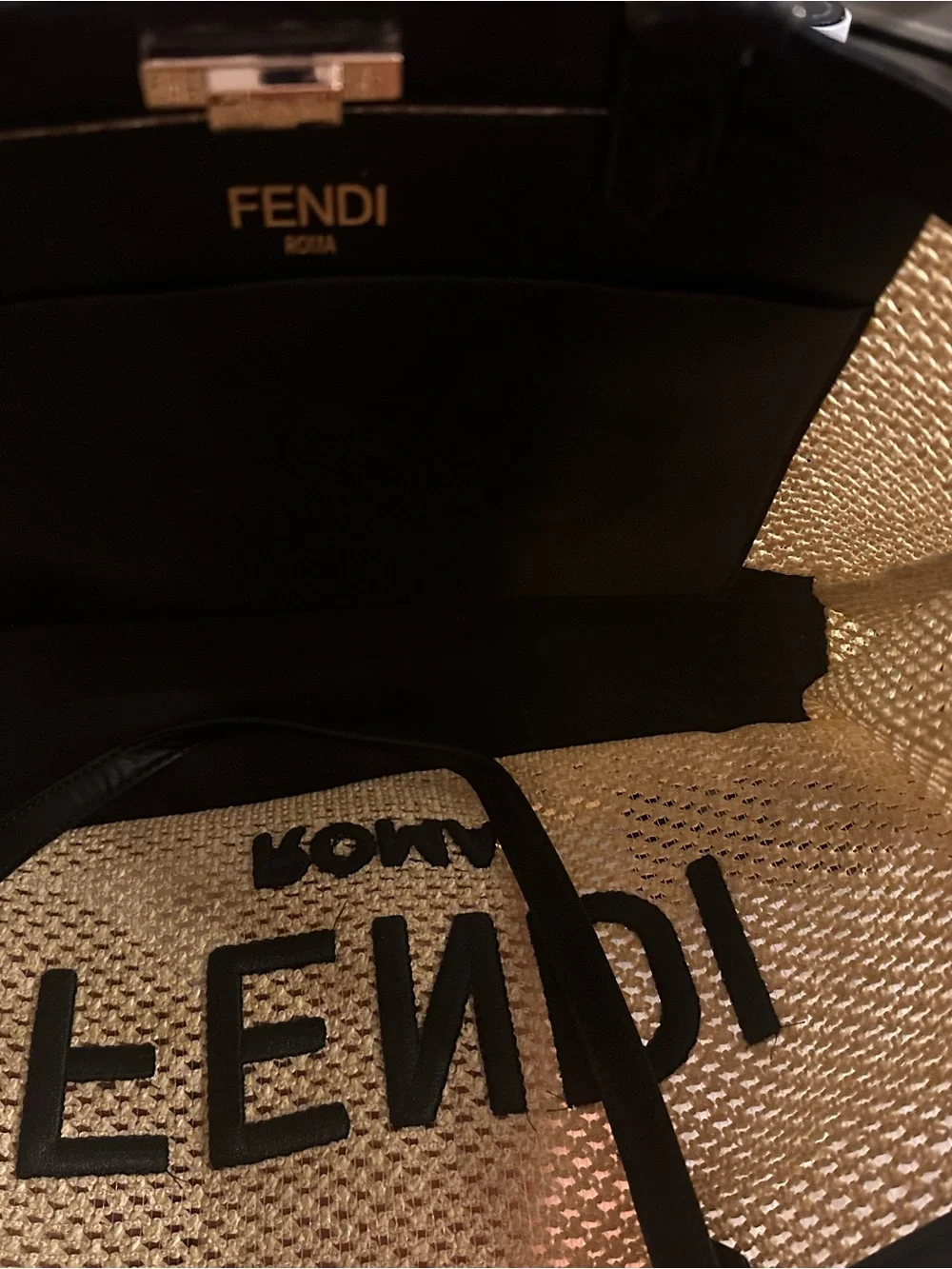 Unlisted Beige Straw Tote with Black Trim